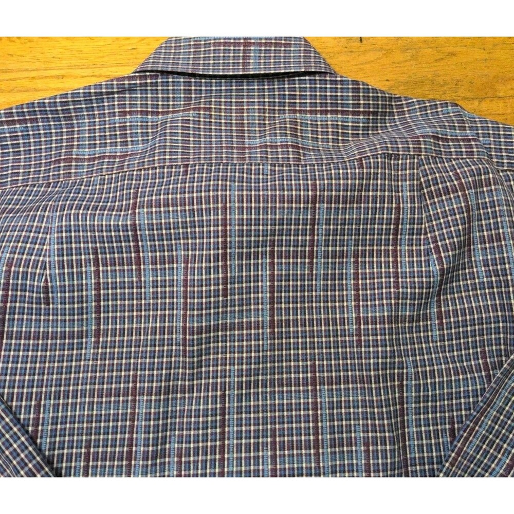 BORN Handcrafted Clothing Button Down Shirt Men's XL Purple Blue Plaid L/S - Picture 8 of 8